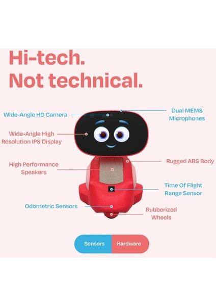 Miko 3 Steam Öğrenme ve Eğitici Robot Çocuklar Için Yapay Zeka Destekli Akıllı Robot - Kırmızı