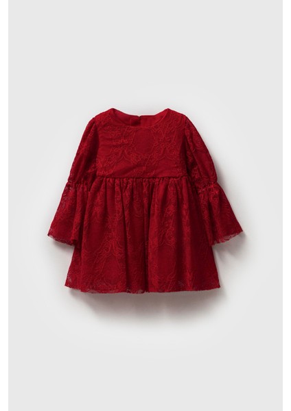 Işlemeli Astarlı Pamuklu Fermuarlı Elbise