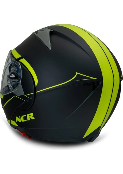 Çene Açılır Güneş Vizörlü Kask Ece Belgeli Fosforlu Yerşil