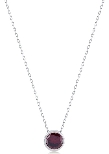 Garnet Zirconia Taşlı Moon Kolye