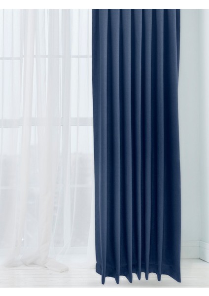 Alaska Keten Fon Perde Lacivert Tek Kanat (Pilesiz) fırsatları