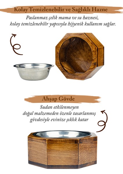 Ahşap Çerçeveli Paslanmaz Çelik Mama Kabı - Şık ve Dayanıklı Tasarım indirimleri