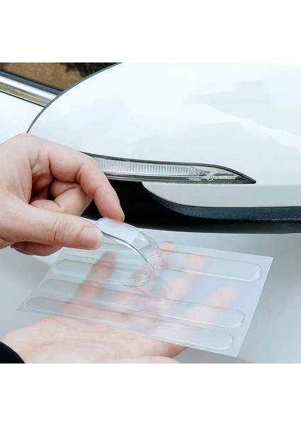 4 Adet Araba Kapı Kenarı Stickerları Çizik Koruma Şeritleri Yan Ayna Çarpışma Koruması Sticker Tampon Önleme Levhası Çubuğu (Yurt Dışından)