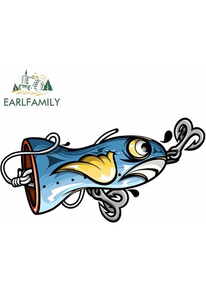 Stil G Earlfamıly 13CM Balık Yemi Araba Sticker Vinil Su Geçirmez Sticker Dizüstü Araba Bagaj Araba Sarım Özel Baskı Pencere Sticker (Yurt Dışından)