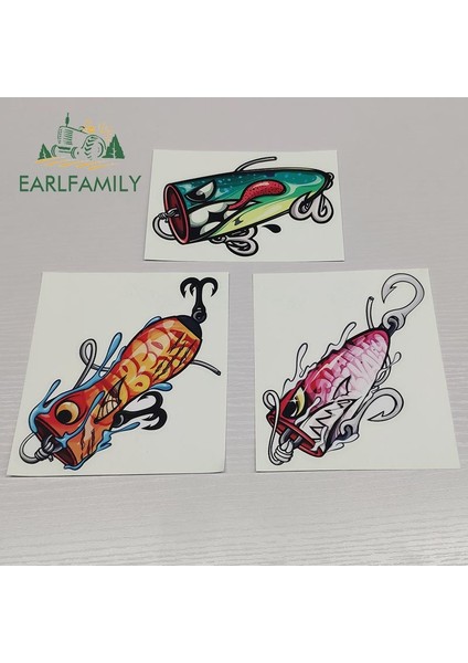 B Tarzı Earlfamıly 13CM Balık Yemi Araba Sticker Vinil Su Geçirmez Sticker Dizüstü Araba Bagaj Araba Sarım Özel Baskı Pencere Sticker (Yurt Dışından)