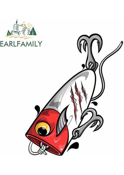 D Tarzı Earlfamıly 13CM Balık Yemi Araba Sticker Vinil Su Geçirmez Sticker Dizüstü Araba Bagaj Araba Sarım Özel Baskı Pencere Sticker (Yurt Dışından)
