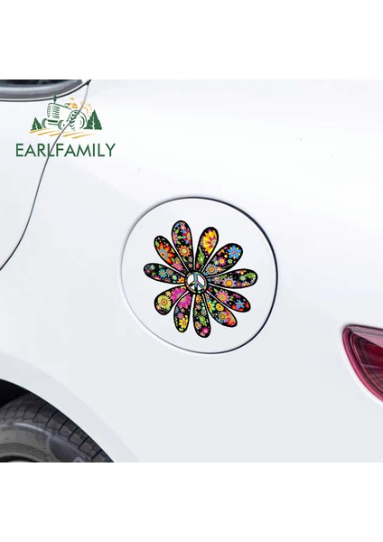 YT-173922-13CM Çiçek Gücü Barış Karavanı Araba Stickerları Araba Aksesuarı Vinil Komik Kişilik Sticker 13CM x 12.3cm (Yurt Dışından)