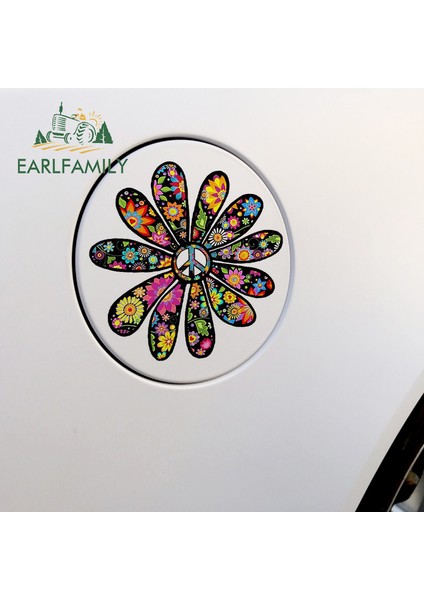 YT-173922-13CM Çiçek Gücü Barış Karavanı Araba Stickerları Araba Aksesuarı Vinil Komik Kişilik Sticker 13CM x 12.3cm (Yurt Dışından)