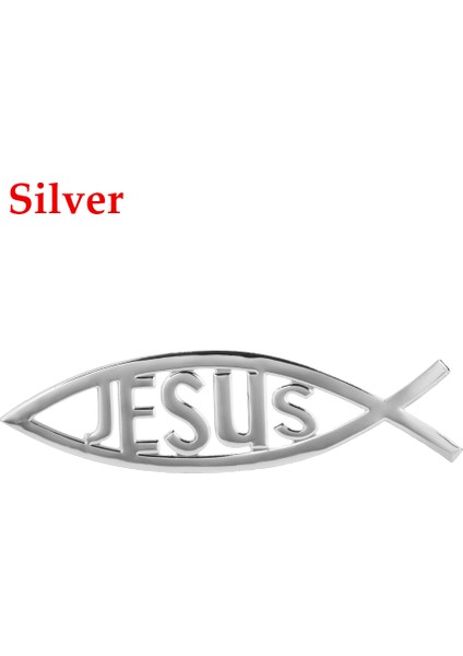 Gümüş Rengi Araç Süsleme Isa Balığı Sembolü Logo Araç Rozeti Sticker Çıkartma Evrensel 3D Hristiyan Araba & Kamyon Dekoratif Sticker (Yurt Dışından)