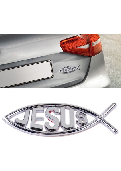 Gümüş Rengi Araç Süsleme Isa Balığı Sembolü Logo Araç Rozeti Sticker Çıkartma Evrensel 3D Hristiyan Araba & Kamyon Dekoratif Sticker (Yurt Dışından) fiyatları