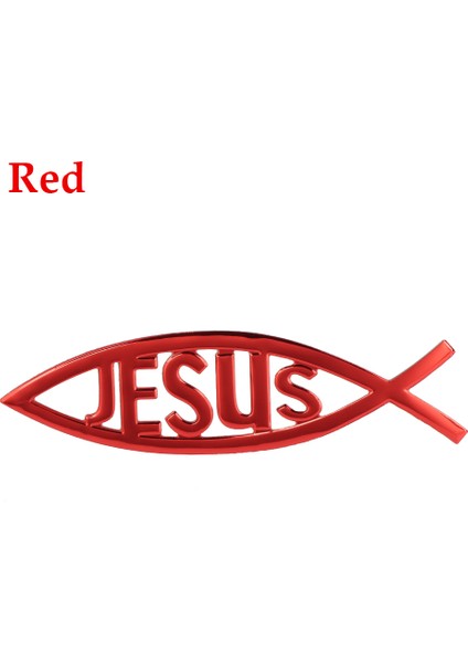 Kırmızı Araç Süsleme Isa Balığı Sembolü Logo Araç Rozeti Sticker Çıkartma Evrensel 3D Hristiyan Araba & Kamyon Dekoratif Sticker (Yurt Dışından)