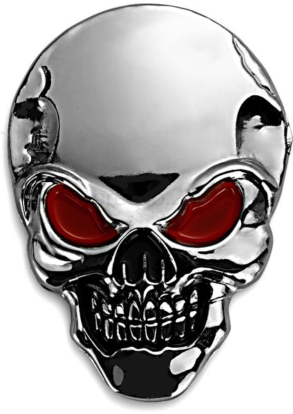 Gümüş Kırmızı Ford Chevrolet Honda Hyundai Kia Focus Vw Için 8x5.5cm Gümüş 3D 3m Kafatası Metal Araç Motosiklet Sticker Amblemi Araba Modifiye. (Yurt Dışından)