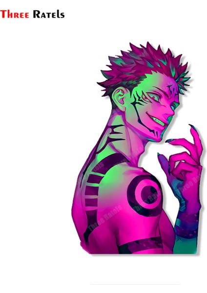 1 Adet Tarzı 40 cm (15.75 Inç) Anime Jujutsu Kaisen Sukuna Peeker Yakıt Tankı Kapağı Ayna Dekor Araba Sticker Cool Çıkarılabilir Renkli Oto Çıkartmalar (Yurt Dışından)