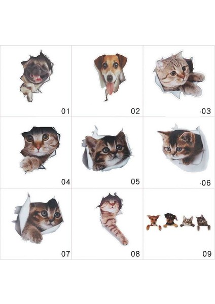 No.1 Boyutu 3 Boyutlu Hayvan Araba Sticker Yaratıcı Kedi Köpek Araba Pencereleri Sticker Sevimli Araba Çıkartmaları Araba Süsü (Yurt Dışından) modelleri
