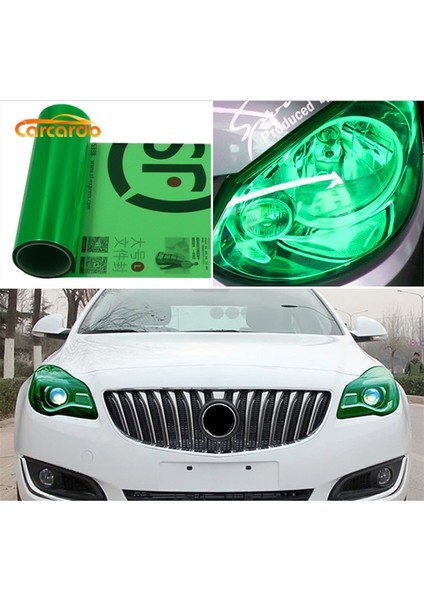 Yeşil Carcardo 30CM x 200CM Araba Far ve Stop Lambası Tint Vinil Filmi Sticker Araba Sis Lambası Arka Lamba Vinil Sticker -13 Renk Seçeneği- (Yurt Dışından)