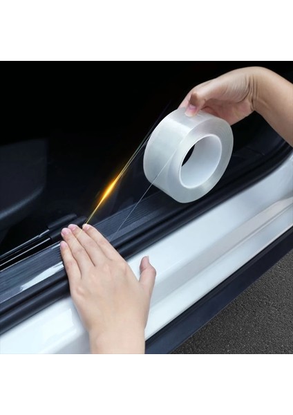 3m Tarzı 100MM Şeffaf Araba Sticker Koruyucu Araba Kapı Eşiği Sticker Çizilmeye Karşı Koruyucu Nano Bant Oto Tampon Şerit Araba Koruma (Yurt Dışından)