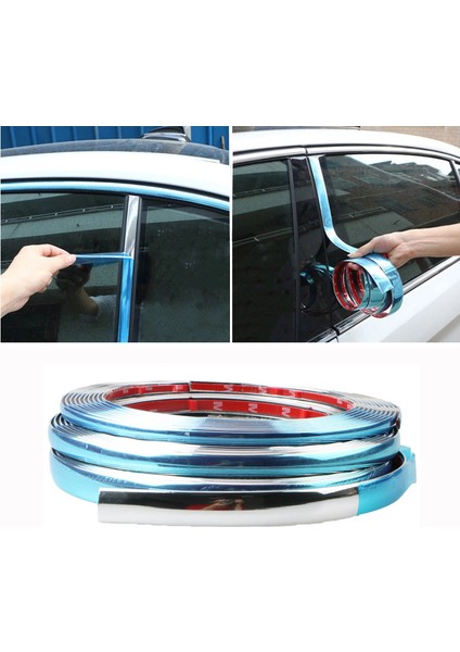 3 Metre Krom Kaplama Trim Araba Kapı Koruyucu Sticker Şerit Tampon Izgara Araba Çarpışma Bandı Kapı Kenar Koruma Plakası Parlak Sticker (Yurt Dışından)