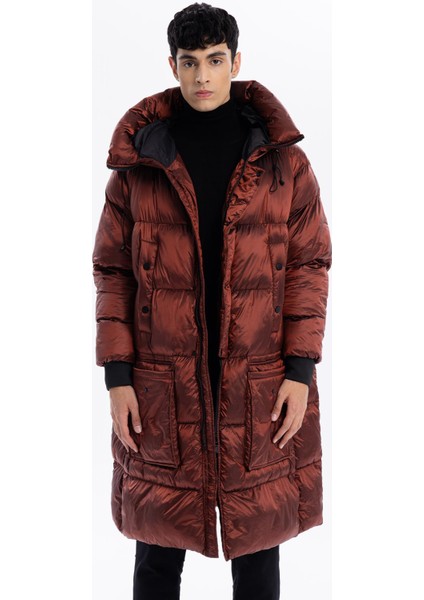 Kapüşonlu Uzun Casual Erkek Kaban