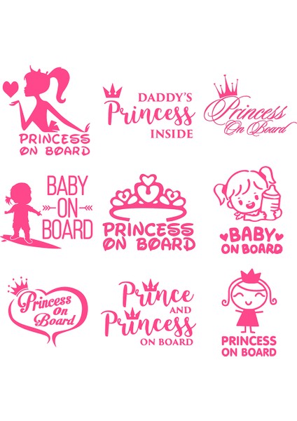 Tip I 16X12.8CM Prenses Arka Koltukta Araba Sticker Bebek Kız Pembe Komik Sticker Araba Çıkartması Vinil Araba Sticker 3D Araba Stil Sticker ve Çıkartma (Yurt Dışından)