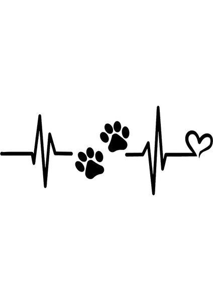 Siyah Araba Süsleme Kalp Atışı Canlı Çizgi Aşk Köpek Patisi Evcil Hayvan Temalı Cam Araba Sticker Çıkartması 18*5cm (Yurt Dışından)