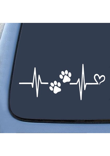 Siyah Araba Süsleme Kalp Atışı Canlı Çizgi Aşk Köpek Patisi Evcil Hayvan Temalı Cam Araba Sticker Çıkartması 18*5cm (Yurt Dışından) modelleri