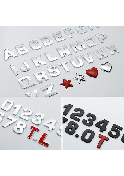 F Stili 25 mm 3D Kendin Yap Harf Alfabe Amblemi Krom ve Siyah Araba Sticker Yeni ve mm Dijital Rozet Logo Aksesuarları Motosiklet (Yurt Dışından)