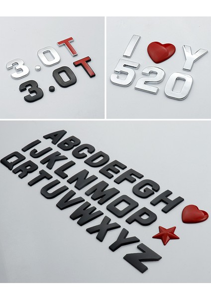 F Stili 25 mm 3D Kendin Yap Harf Alfabe Amblemi Krom ve Siyah Araba Sticker Yeni ve mm Dijital Rozet Logo Aksesuarları Motosiklet (Yurt Dışından)