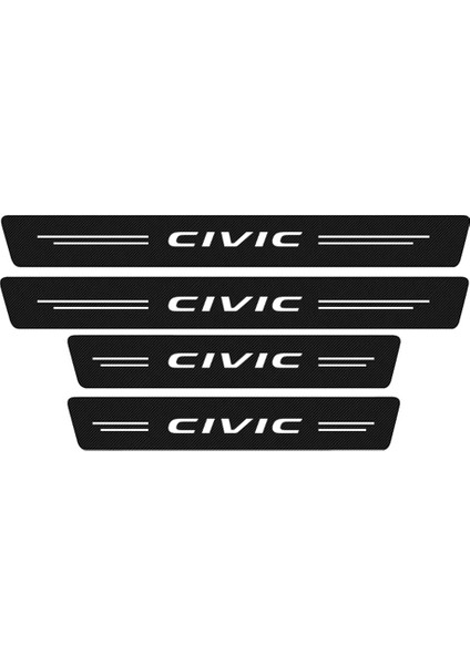 Siyah Honda Civic 10.9.8.7.nesil Araba Kapı Eşiği Çizik Plakası Dekor Karbon Fiber Sticker 4 Adet (Yurt Dışından)
