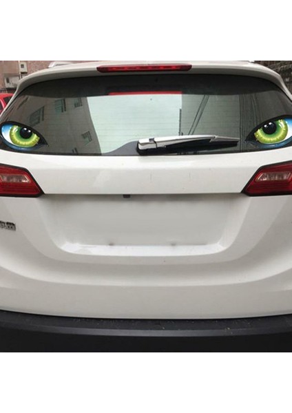 Beyaz Kırmızı 3D Komik Tasarım Stereo Yansıtıcı Yeşil Kedi Gözleri Desen Araba Sticker Kamyon Baş Motor Arka Görüş Aynası Pencere Dizisi Etiketi (Yurt Dışından)