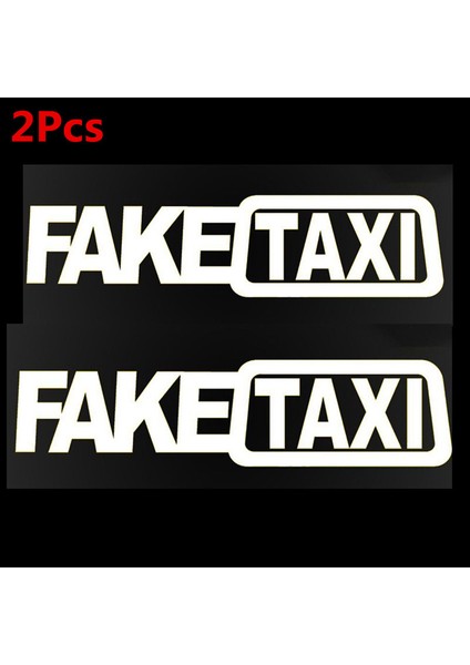 2 Adet Beyaz Komik Sahte Taksi Araba Otomatik Sticker Faketaxi Etiket Amblem Kendinden Yapışkanlı Vinil Evrensel Bmw Ford Toyota Vw Honda Kia Opel Kia Için (Yurt Dışından)