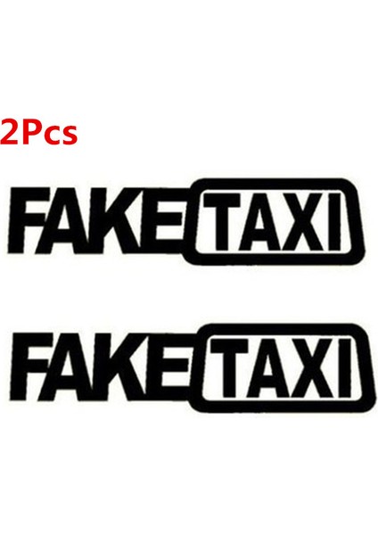 2 Adet Siyah Komik Sahte Taksi Araba Otomatik Sticker Faketaxi Etiket Amblem Kendinden Yapışkanlı Vinil Evrensel Bmw Ford Toyota Vw Honda Kia Opel Kia Için (Yurt Dışından)