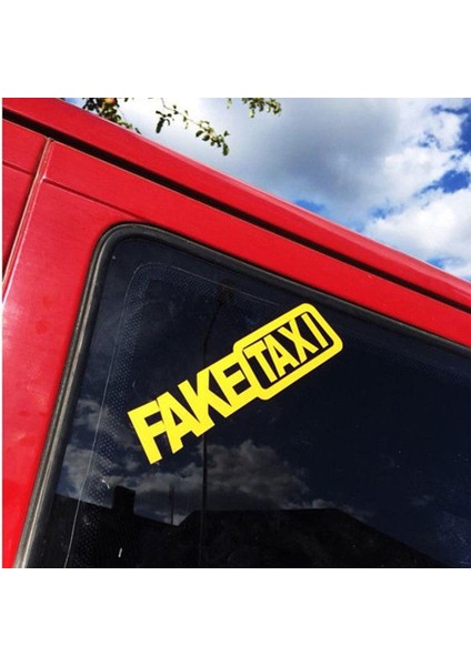 2 Adet Siyah Komik Sahte Taksi Araba Otomatik Sticker Faketaxi Etiket Amblem Kendinden Yapışkanlı Vinil Evrensel Bmw Ford Toyota Vw Honda Kia Opel Kia Için (Yurt Dışından) modelleri