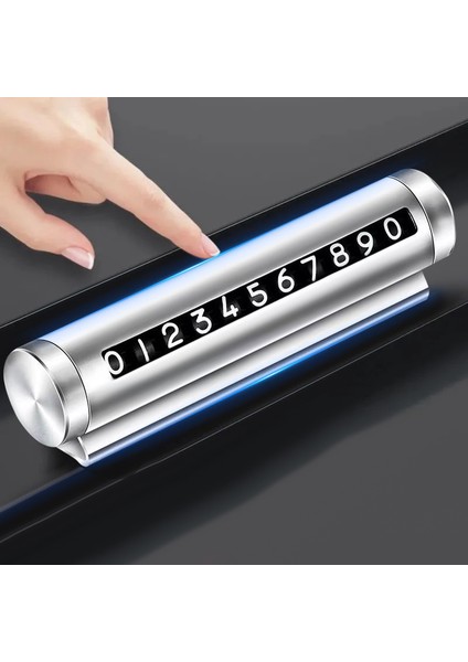 Gümüş Rengi Metal Araç Geçici Park Kartı Evrensel Döner Telefon Numarası Plakası Alüminyum Stickerlar Park Stoar-Styling Oto Aksesuarları (Yurt Dışından)