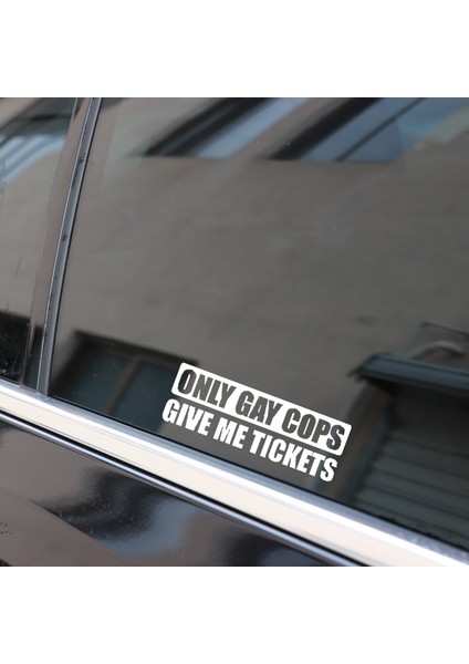 Gümüş Rengi Sadece Eşcinsel Polisler Bana Ceza Keser Komik Araba Sticker Etiketi Siyah Gümüş (Yurt Dışından)