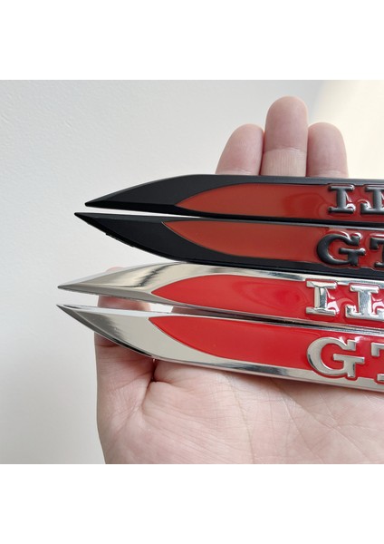 Gümüş Rengi Golf Mk4 Mk5 Mk6 Golf Gtı Için 1 Çift 3D Krom Kaplama Siyah Kırmızı Amblem Rozet Sticker Logo Çamurluk Yan Metal (Yurt Dışından) modelleri
