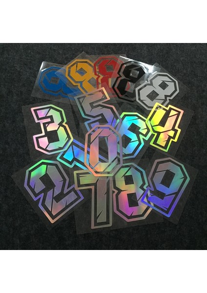 No.6 Tarzı 10X7CM Arap Rakamlı Dekoratif Pasta Araba Yarışı Motosiklet Kafa Stickerları Dıy Refit Yansıtıcı Su Geçirmez Sticker Çıkartmaları (Yurt Dışından)