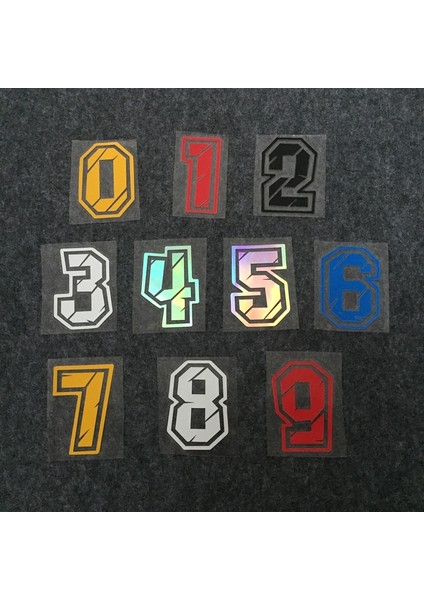 No.6 Tarzı 10X7CM Arap Rakamlı Dekoratif Pasta Araba Yarışı Motosiklet Kafa Stickerları Dıy Refit Yansıtıcı Su Geçirmez Sticker Çıkartmaları (Yurt Dışından)