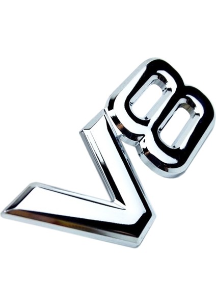 Gümüş Rengi Otomatik Metal Alaşım 3D V8 Logo Motor Hacmi Bagaj Arka Araba Rozeti Chrome V8 Yan Kanat Amblemi Sticker Araba Tasarımı (Yurt Dışından)