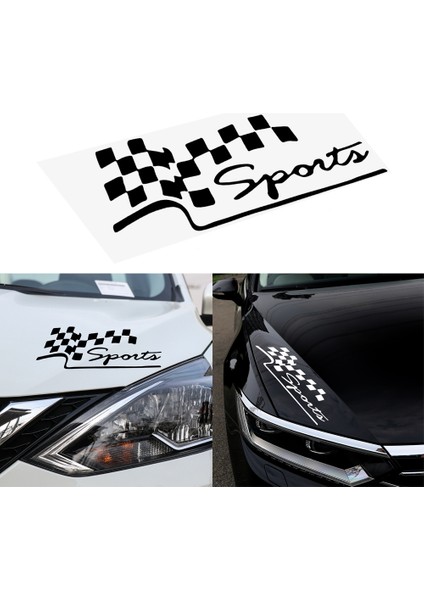 Beyaz Araba Sticker Yarış Spor Bayrak Sticker Yansıtıcı Vinil Araba Dekorasyon Yaratıcı Komik Oto Çıkartmalar Motosiklet Araç Dekalı (Yurt Dışından)