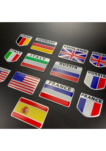 Almanya 50X80MM Evrensel 3D Alüminyum Abd Rusya Fransa Almanya Italya Ingiltere Ispanya Bayrak Kare Araba Sticker Araba Modelleme Aksesuarları (Yurt Dışından)