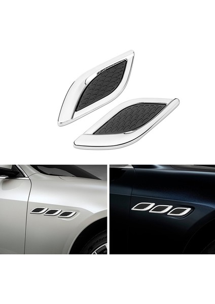 2 Adet Araba Tasarımı 3D Köpekbalığı Sol Yan Sahte Hava Girişi Sticker Metal Krom Ince Süsleme Modifiye Araba Tasarımı Popüler Sticker (Yurt Dışından)