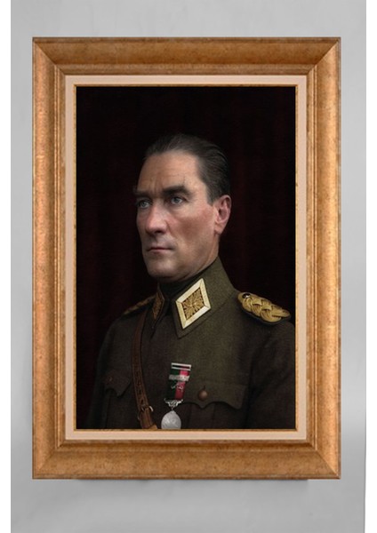 Altın Çerçeveli Paspartulu Atatürk Tablo VS133