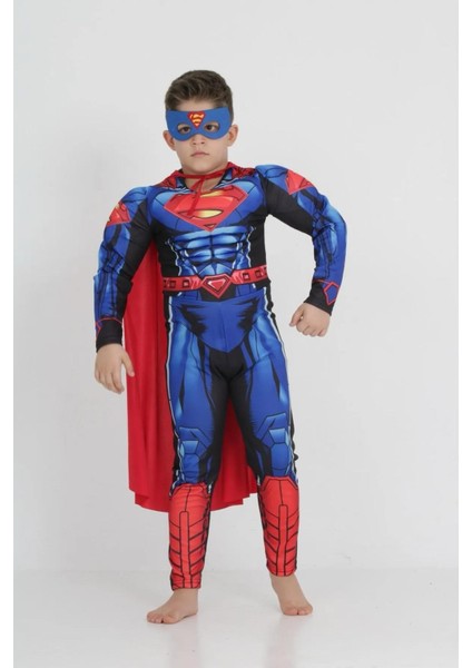 Erkek Çocuk Kaslı Superman Kostümü - Süper Kahraman Kostümü, Parti Kostümü modelleri