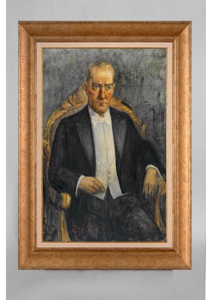 Altın Çerçeveli Paspartulu Atatürk Tablo VS121