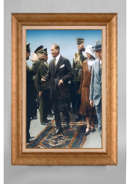 Altın Çerçeveli Paspartulu Atatürk Tablo VS771