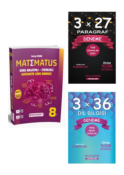 (8. Sınıf) Matematik Konu Anlatımlı Etkinlikli Soru Bankası / Ankakazan Paragraf / Dilbilgisi Denemeleri