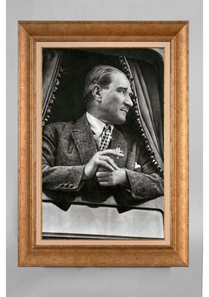 Altın Çerçeveli Paspartulu Atatürk Tablo VS470