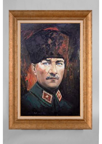 Altın Çerçeveli Paspartulu Atatürk Tablo VS187