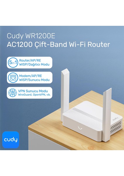 WR1200E 300MBPS/2.4GHZ 867MBPS/5GHZ 4X5DBI Anten 4port Dual Band Wi-Fi Router (AC1200 Serisi) fiyatları