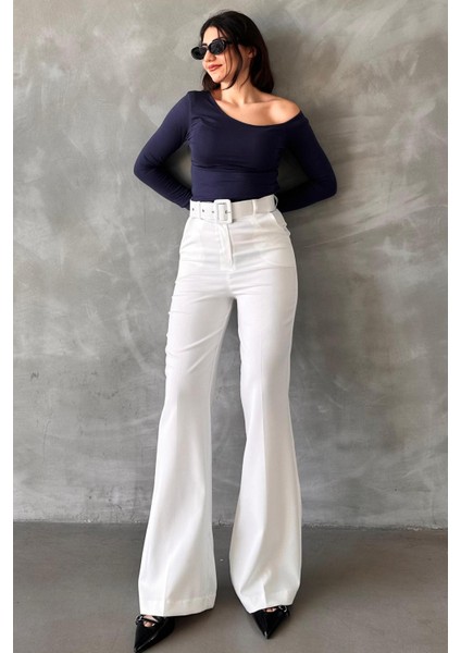 Beyaz Ispanyol Paça Kadın Kumaş Pantolon MG2303 fiyatları